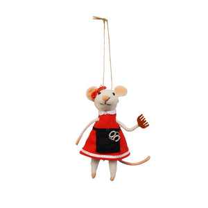 Felt Mouse Ornament - Hairdresser