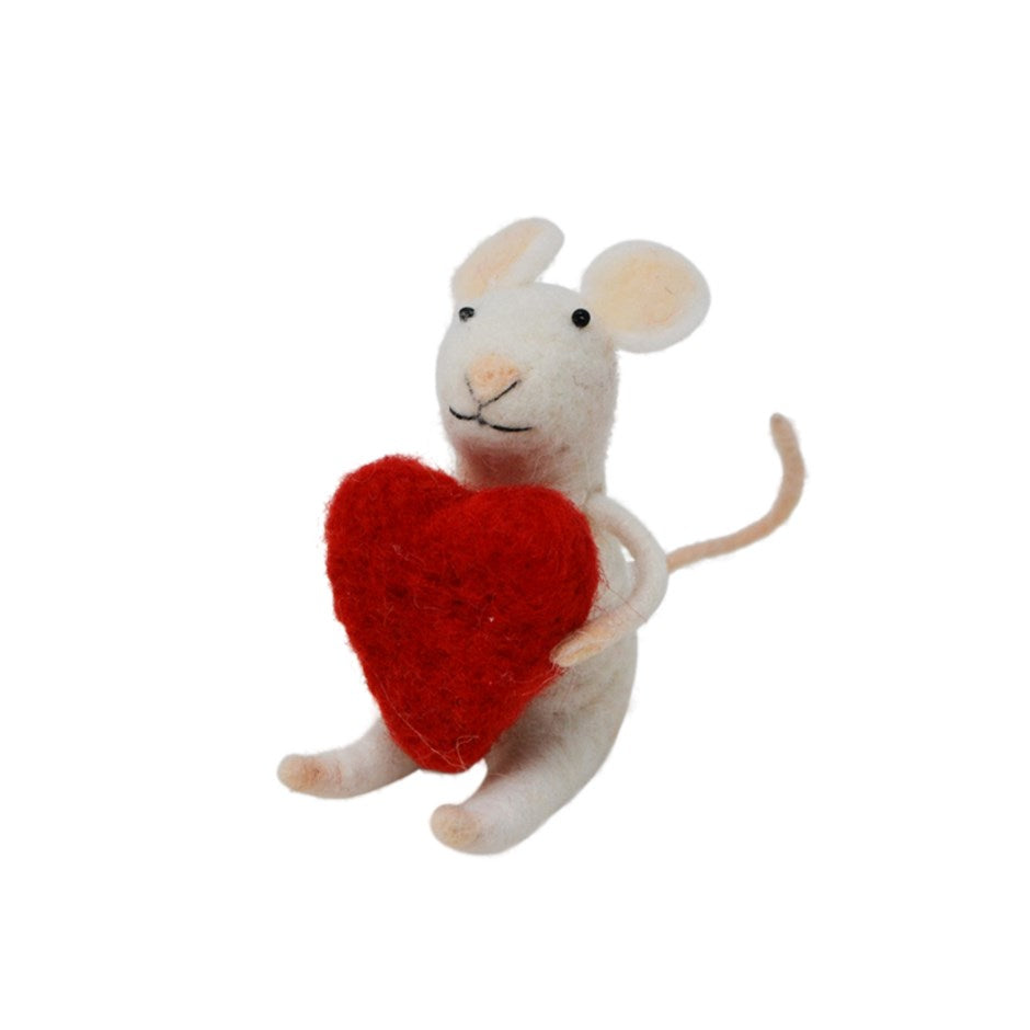 Felt Mouse Ornament - Heart