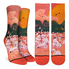 Load image into Gallery viewer, Flamingos In The Sunset Socks
