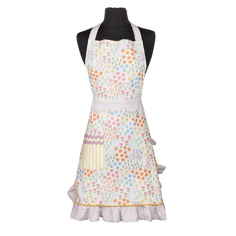 Floral Apron with Rickrack Trim