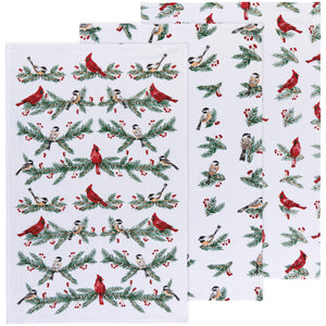 Bakers Floursack Dishtowel Set Of 3 - Birds And Boughs