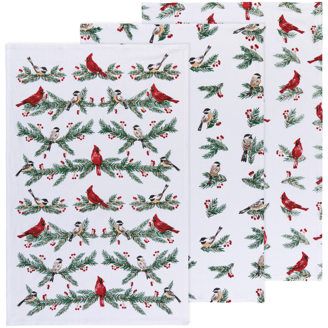 Bakers Floursack Dishtowel Set Of 3 - Birds And Boughs