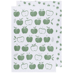 Floursack Dishtowels, Set of 2 - Elm Green Apple Print