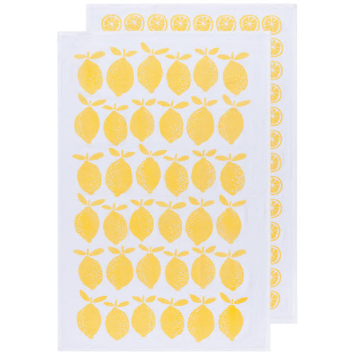 Floursack Dishtowels, Set of 2 - Yellow Lemon Print