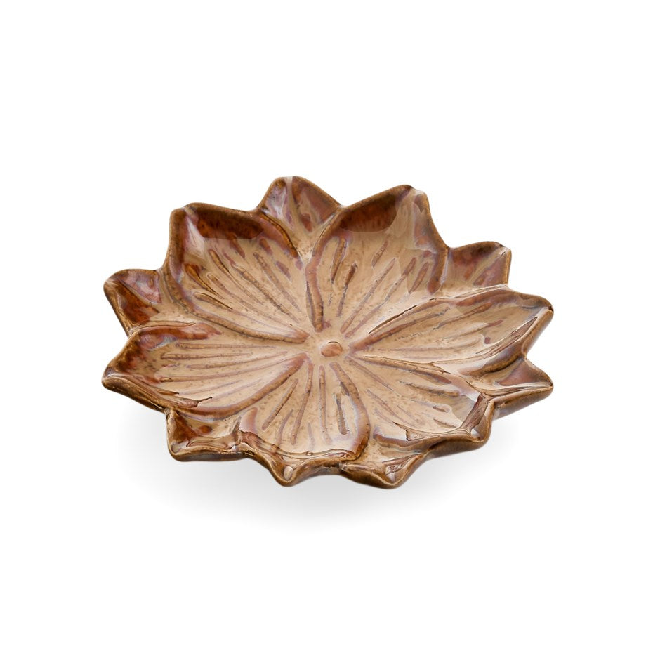 Flower Shaped Trinket Tray - Brown