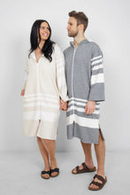 Load image into Gallery viewer, The Gale Terry Lined Zip Poncho - Grey
