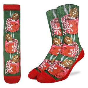 Gingerbread Man Soaking in Hot Chocolate Socks