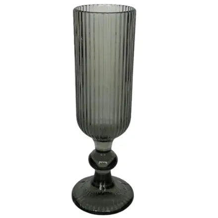 Glass Striped Champagne Flute – Grey/Green