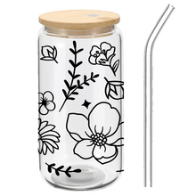 Load image into Gallery viewer, Glass Tumbler - Intricate Flowers

