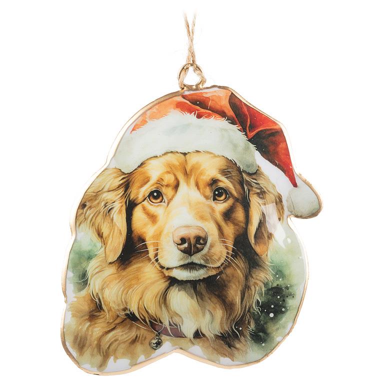Golden Retriever With Santa Hat Ornament