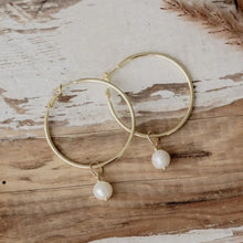 Load image into Gallery viewer, Halia Hoops - White Pearl
