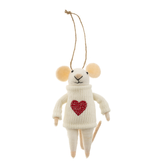 Happy Heart Mouse Holiday Ornament