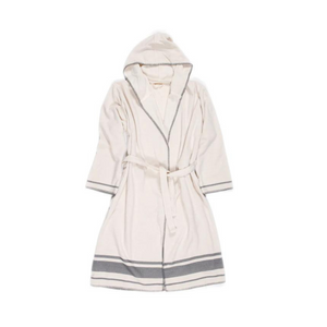 Hawthorne Hooded Terry Robe - Natural/Grey