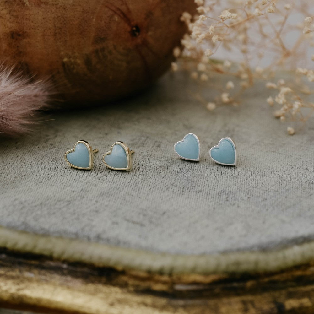 Heart Of Stone Studs - Amazonite