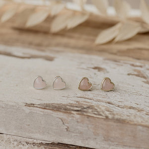 Heart Of Stone Studs - Rose Quartz