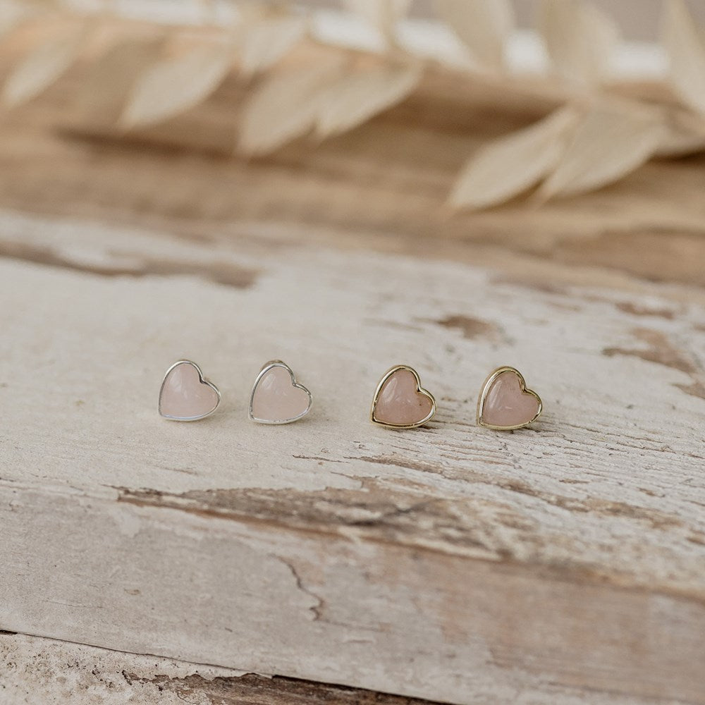 Heart Of Stone Studs - Rose Quartz