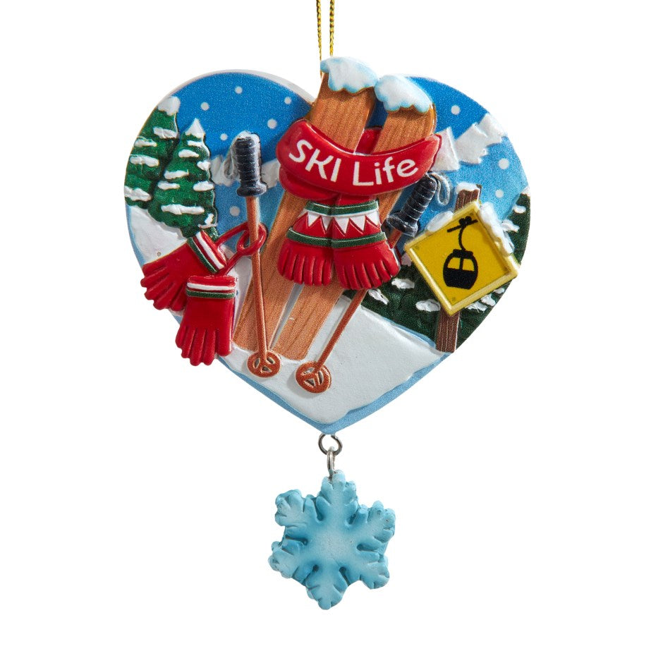 Heart Shaped Skiing Ornament