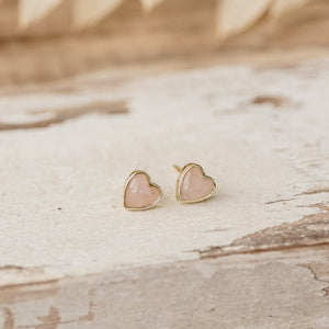 Heart Of Stone Studs - Rose Quartz