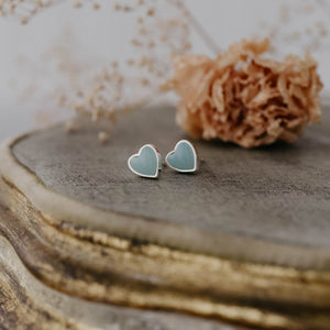 Heart Of Stone Studs - Amazonite