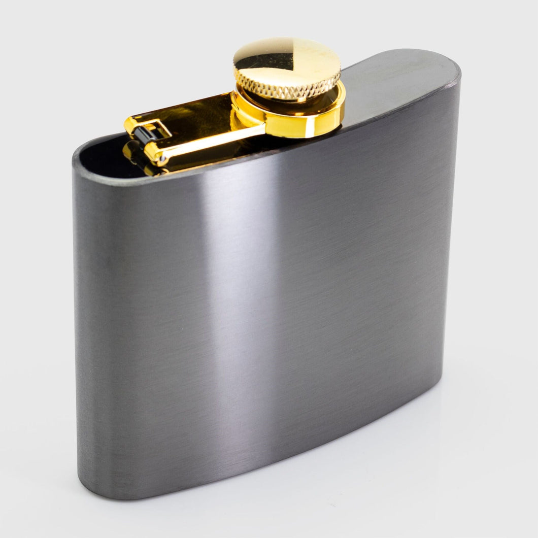 Hip Flask - Black With Brass Lid