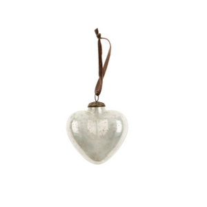 Holiday Heart Ornament Medium - Antique Ivory