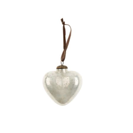 Holiday Heart Ornament Medium - Antique Ivory