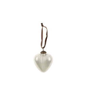 Holiday Heart Ornament Small - Antique Ivory