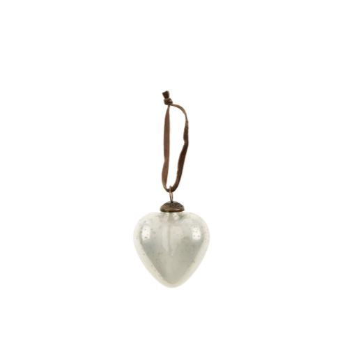 Holiday Heart Ornament Small - Antique Ivory