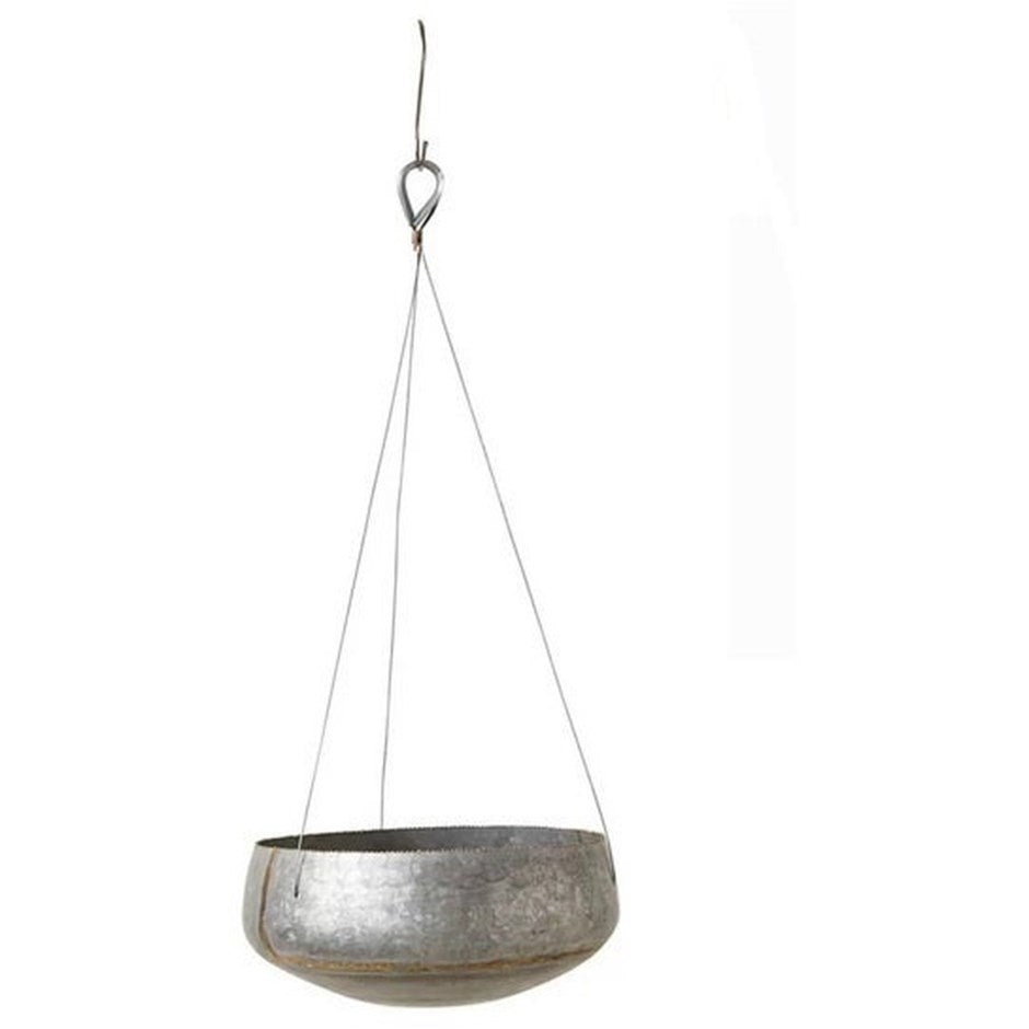 Hyrum Round Hanging Pot - Galvanized