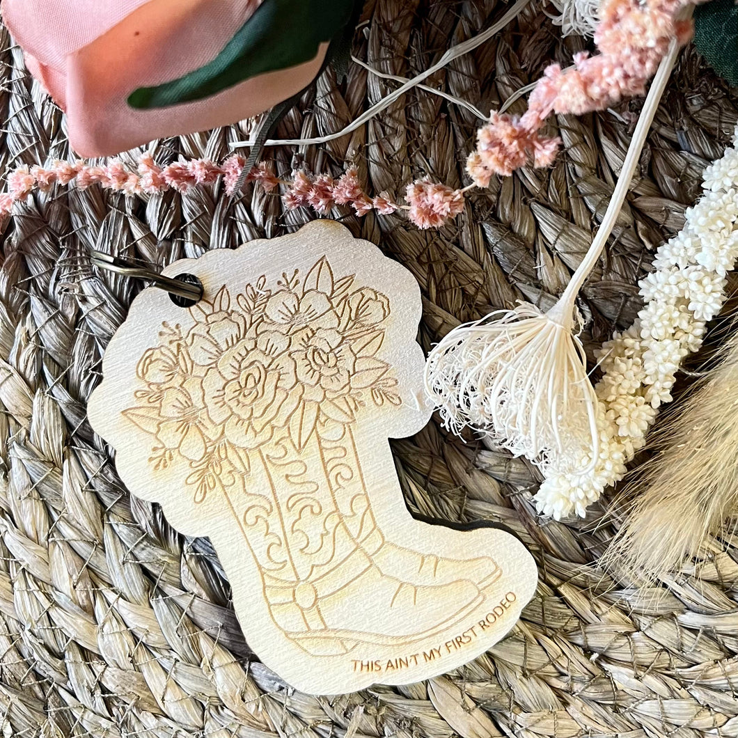 Floral Cowgirl Boots Key Tag