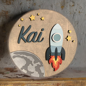 Personalized Rocket Ship Sign