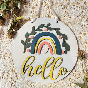 Hello Boho Rainbow Sign