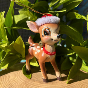 Deer with Santa Hat Ornament - 3 Assorted