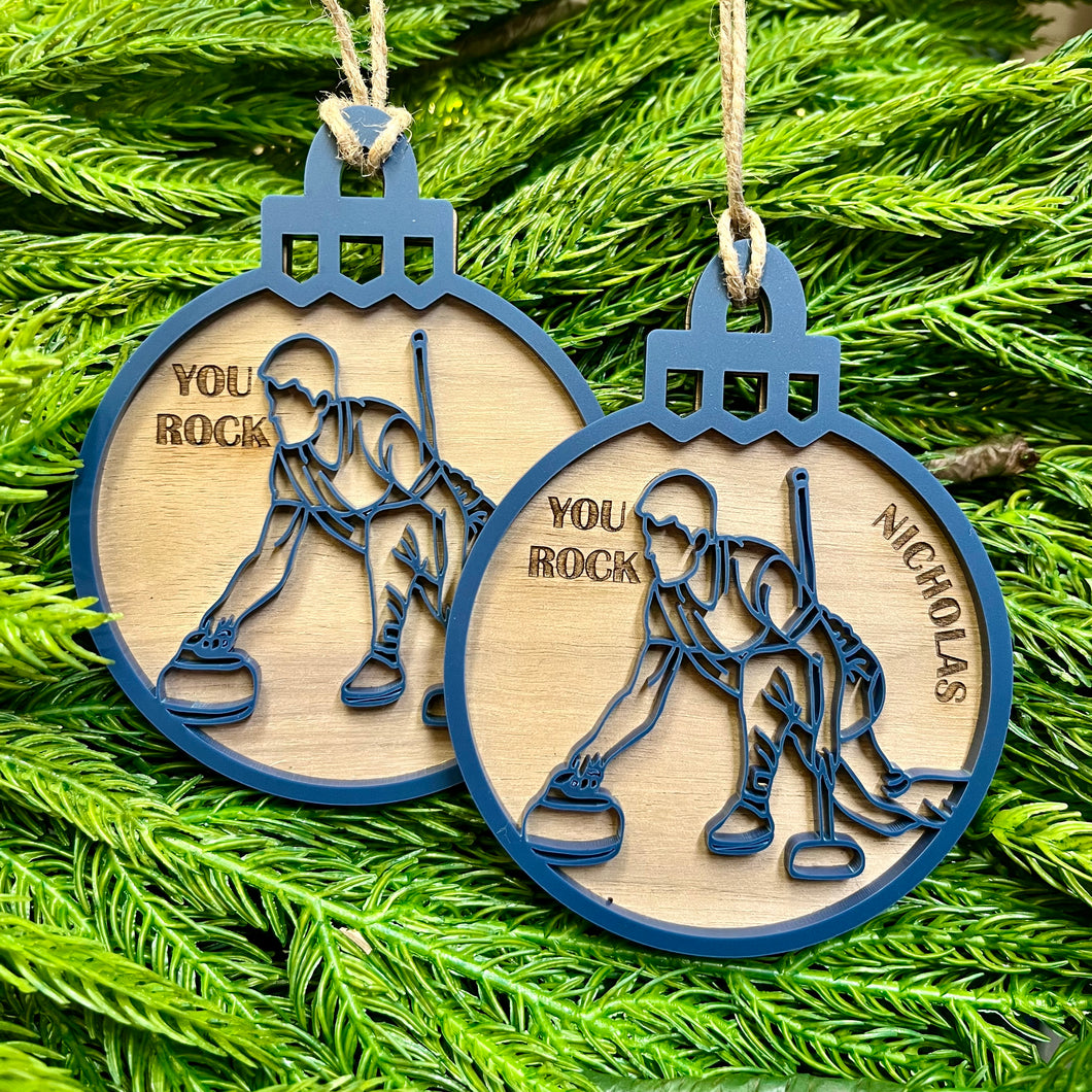 Personalized Christmas Ornament - Curling