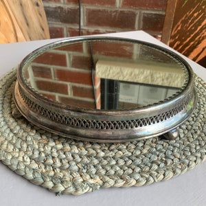 Round Sterling Silver Tray With Mirror