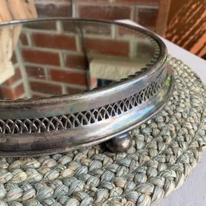 Round Sterling Silver Tray With Mirror