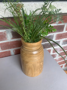 Carved Wood Vase - 9.5"