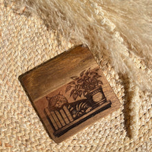 Load image into Gallery viewer, Wood Coaster - Cat With Books
