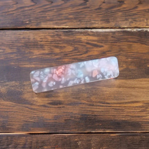 Pink Marble Rectangle Barrette