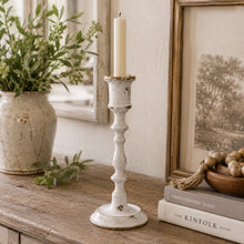 Load image into Gallery viewer, Vintage Brass Candle Stick - Distressed White

