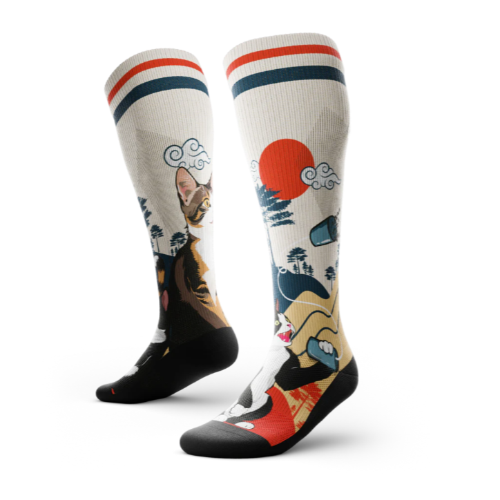 Knee High Compression Socks - Meow