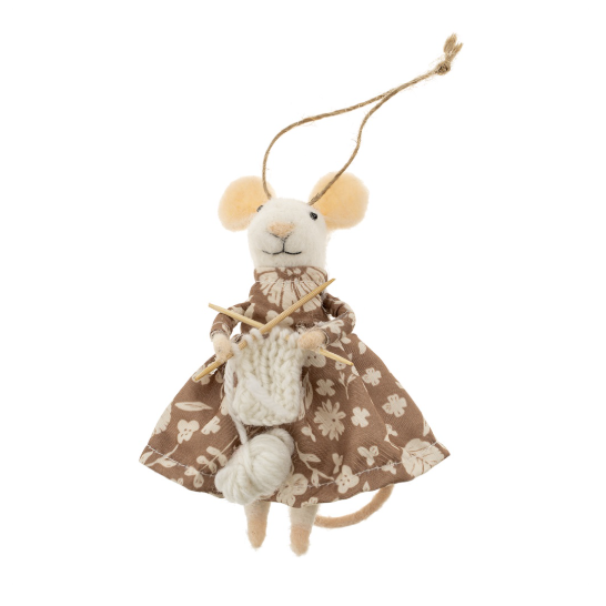 Knitting Nora Mouse Holiday Ornament