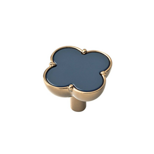 Clover Knob - Navy Blue/ Champagne Bronze