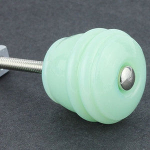 Glass Barrel Knob - Milk Green