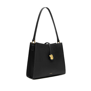 Lock Shoulder Bag - Black Pebbled