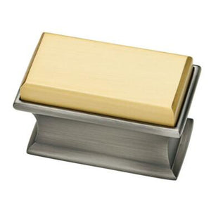 Dual Tone Luxe Square knob - Silver/ Bayview Brass