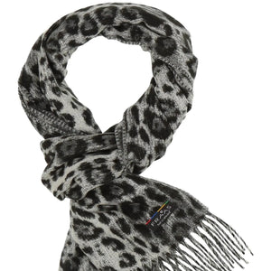 Leopard Print Cashmink Scarf - Grey