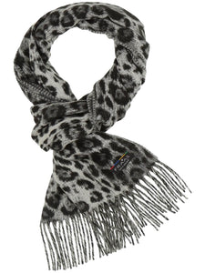 Leopard Print Cashmink Scarf - Grey