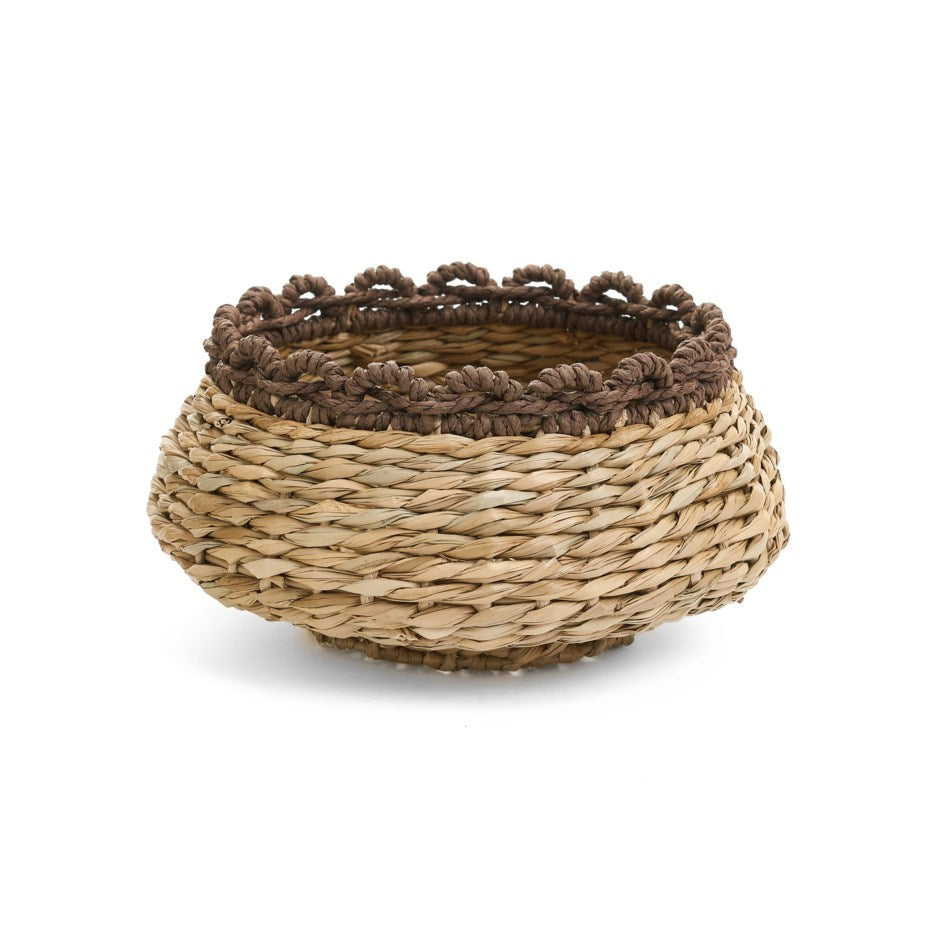 Low Grass Basket - Natural/Chocolate Brown