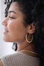 Load image into Gallery viewer, Lumi Hoops, Gold - Pearl/Pink Opal
